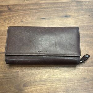 Vintage Coach Dark Brown Leather Wallet